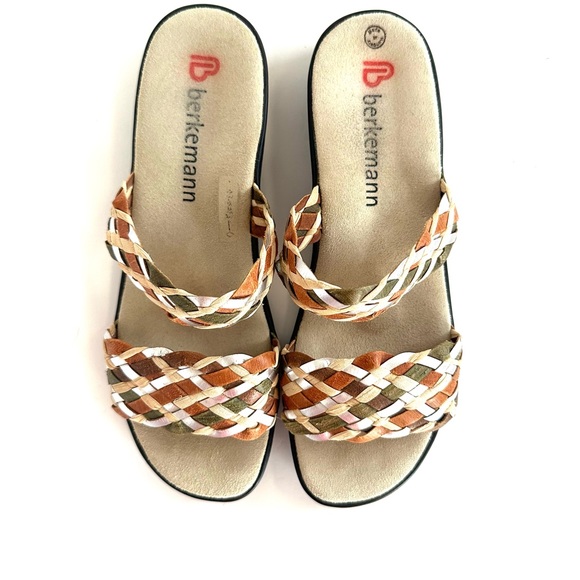 BERKEMANN TREIST MULTI-COLORED DOUBLE BRAIDED STRAP SLIDES MULES SANDALS Sz8 - Picture 3 of 12